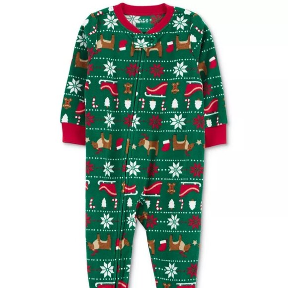 Carter's Baby Boys & Girls Christmas Holiday Fleece One-Pc. Footed Pajama Sz 18M - Picture 1 of 5